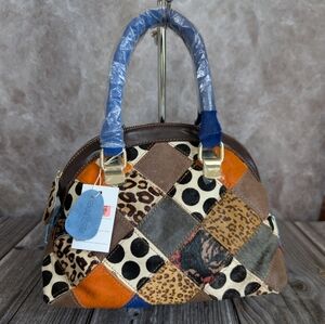 Chaos Genuine Calf-Hair Leather Satchel Style Handbag